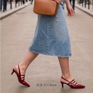 Worthington Sedrick Red Slingback Heels Pointed Toe Strappy Size 6 New In Box